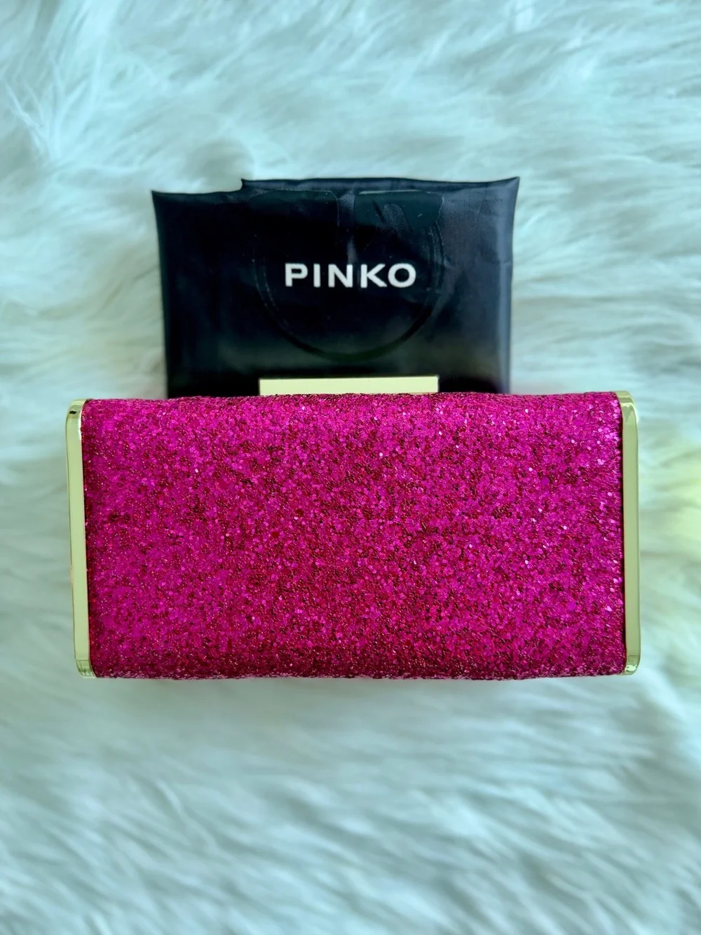 PINKO Clutch and Crossbody with Gold Hardware